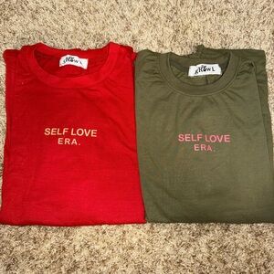 Self Love Era T-Shirts in Red and Green